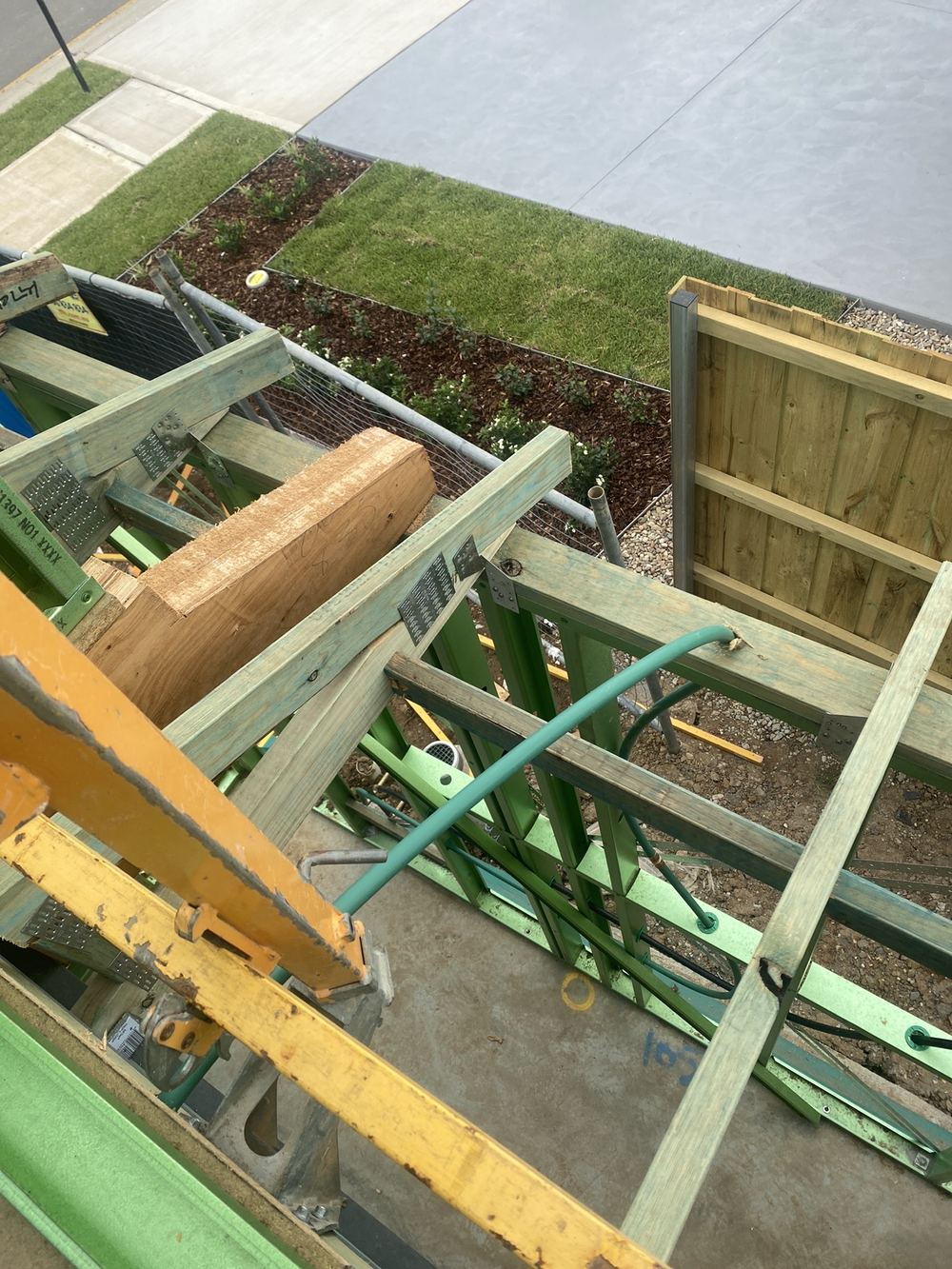 Roof bracing not yet installed, leaving the trusses without lateral support, Rouse Hill