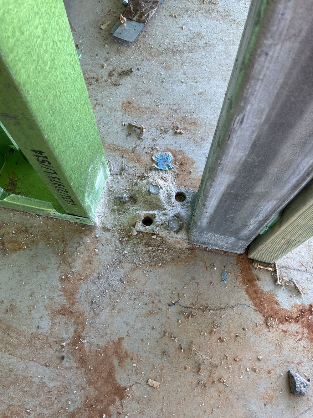 Engineered tie down bolt never fitted at a bracing wall, found during a frame inspection in Rouse Hill